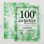 Verrassende 100e verjaardag Uitnodiging Groene Gli (Voorkant / Achterkant)