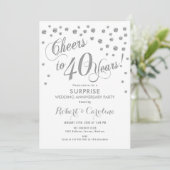 Verrassende 40ste huwelijksverjaardag - Wit & Zilv Kaart (Staand voorkant)