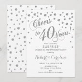 Verrassende 40ste huwelijksverjaardag - Wit & Zilv Kaart (Voorkant / Achterkant)