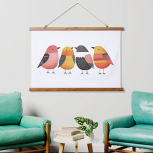 Verrassende Abstract Kleurrijke Vogels Aquarel Kun Hangend Wandkleed