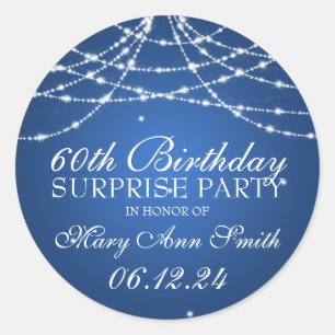 Verrassende Birthday Party String of Stars Blue Ronde Sticker