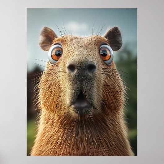Verrassende Capybara close-up Poster (Voorkant)