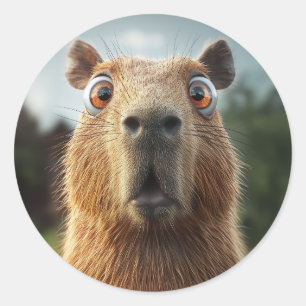 Verrassende Capybara close-up Ronde Sticker