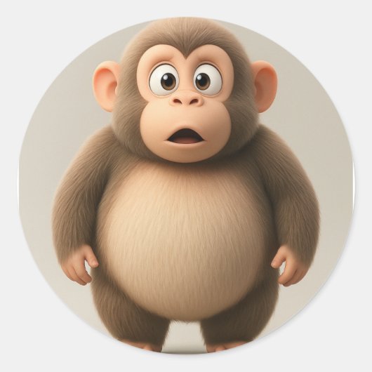 Verrassende Cartoon Monkey Sticker (Voorkant)