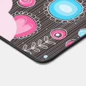 Verrassende roze blauwe harten en bloemen bloemrij bureaumat (Hoek)