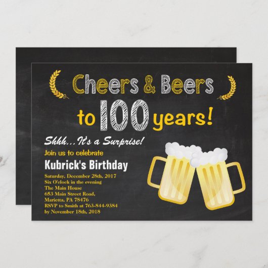 Verrassenkaas en bier 100 t uitnodiging van vrijda (Voorkant / Achterkant)