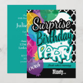 Verrassing 00e verjaardagsfeest met ballonnen in B Kaart (Voorkant / Achterkant)