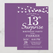 Verrassing 13e verjaardagsuitnodiging Paarse laven Kaart (Voorkant / Achterkant)
