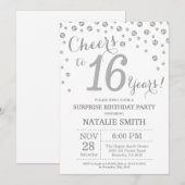 Verrassing 16e Verjaardag Zilveren Glitter Diamond Kaart (Voorkant / Achterkant)