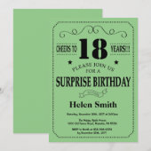 Verrassing 18e verjaardag zwart en groen kaart (Voorkant / Achterkant)