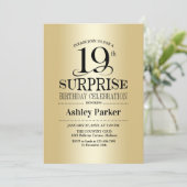 Verrassing 19e Verjaardagsfeest - Goud Kaart (Staand voorkant)