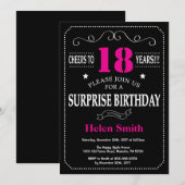 Verrassing 21e verjaardag Hot Pink en Black Kaart (Voorkant / Achterkant)