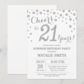 Verrassing 21e verjaardag Zilveren Glitter Diamant Kaart (Voorkant / Achterkant)