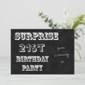 Verrassing 21e Verjaardagsfeest Uitnodiging Chalkb (Staand voorkant)