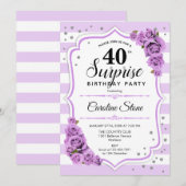 Verrassing 40e Verjaardag -Paarse Wit Kaart (Voorkant / Achterkant)