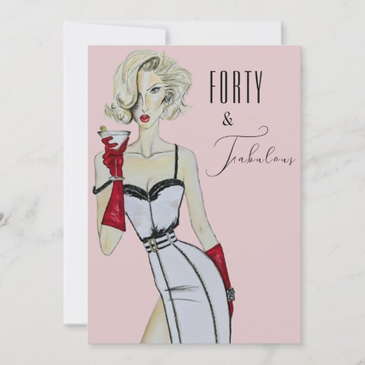 Verrassing 40e verjaardag Veertig en Fabulous Pin Kaart (Voorkant)