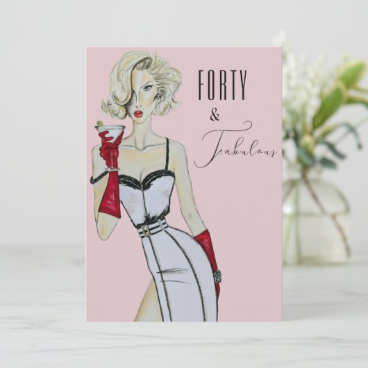 Verrassing 40e verjaardag Veertig en Fabulous Pin Kaart (Staand voorkant)