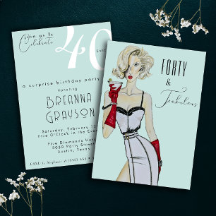Verrassing 40e verjaardag Veertig en Fabulous Pin Kaart