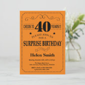 Verrassing 40e verjaardag zwart en Sinaasappel Kaart (Staand voorkant)