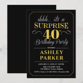 Verrassing 40e Verjaardagsfeest - Zwart Goud Kaart (Voorkant / Achterkant)