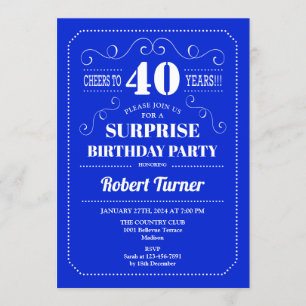 Verrassing 40ste verjaardag - Royal Blue Kaart