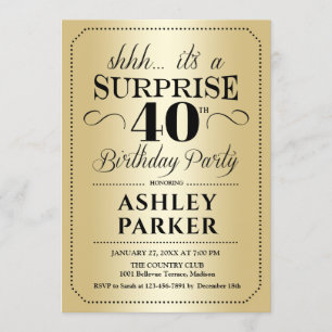 Verrassing 40ste Verjaardagsfeest - Goud Kaart