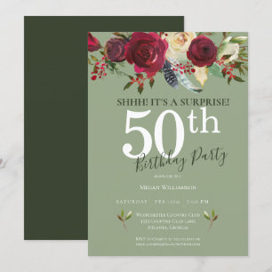 Verrassing 50e Verjaardag Party Red Rose Bloemen Kaart
