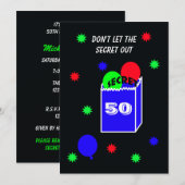 Verrassing 50e Verjaardagspartij Uitnodiging SECRE (Voorkant / Achterkant)