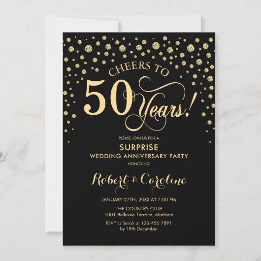 Verrassing 50ste Jubileum - Black Gold Kaart (Voorkant)