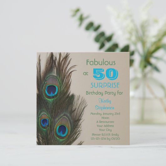 Verrassing 50ste verjaardag Uitnodiging Fabulous (Staand voorkant)