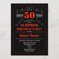 Verrassing 50ste verjaardag uitnodiging - Zwart Ro