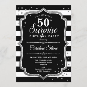 Verrassing 50ste verjaardag - Zwart Wit Zilver Kaart
