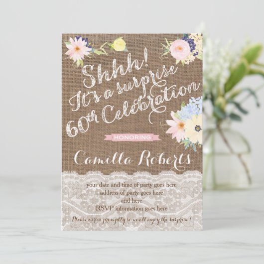verrassing 60e verjaardag uitnodigingen , verrassi (Staand voorkant)