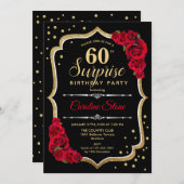 Verrassing 60ste verjaardag - Zwart Goud Rood Uitn Kaart (Voorkant / Achterkant)