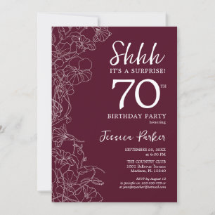 Verrassing 70e verjaardag Bourgondische Floral Kaart