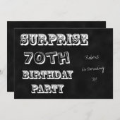 Verrassing 70e Verjaardag Feest Uitnodiging Chalkb (Voorkant / Achterkant)