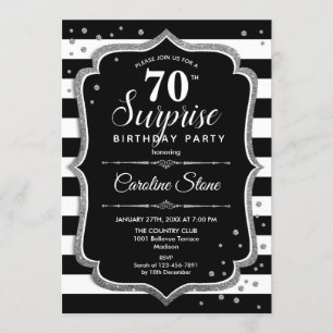 Verrassing 70ste verjaardag - Zwart Wit Zilver Kaart