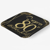 Verrassing 80e Verjaardagsfeestje Zwart & Goud Gli Papieren Bordje (Gebogen)