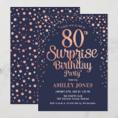 Verrassing 80ste Verjaardagsfeest - Navy & Roos Go Kaart (Voorkant / Achterkant)