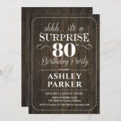 Verrassing 80ste Verjaardagsfeest - Rustiek Hout Kaart (Voorkant / Achterkant)