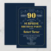 Verrassing 90ste verjaardag - Navy Gold Kaart (Voorkant / Achterkant)