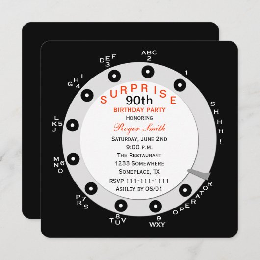 Verrassing 90ste verjaardag Party uitnodiging Rota (Voorkant / Achterkant)