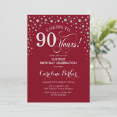 Verrassing 90ste Verjaardagsfeest - Rood Zilver Kaart (Staand voorkant)