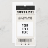 Verrassing! Aangepaste tekst ticket instapkaart (Voorkant / Achterkant)
