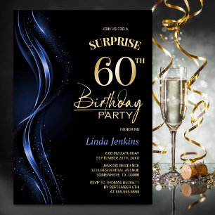Verrassing Black Blue 60ste verjaardagsfeest Kaart