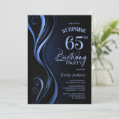 Verrassing Black Blue 65e verjaardagsfeest Kaart (Staand voorkant)