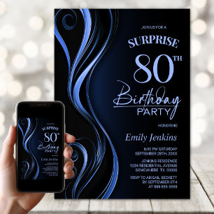 Verrassing Black Blue 80ste verjaardagsfeest Kaart