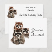 Verrassing Fun Raccoons Dierlijke Verjaardag Uitno Kaart (Voorkant / Achterkant)