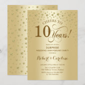 Verrassing Golden 10e Jubileum Kaart (Voorkant / Achterkant)