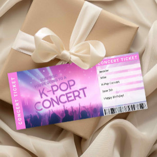 Verrassing K-Pop Fan Cadeau Concert Ticket Reveal Kaart